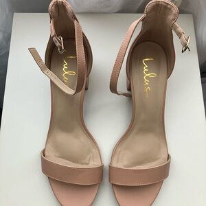Lulu's Blush Ankle-Strap Block Heel Sandals